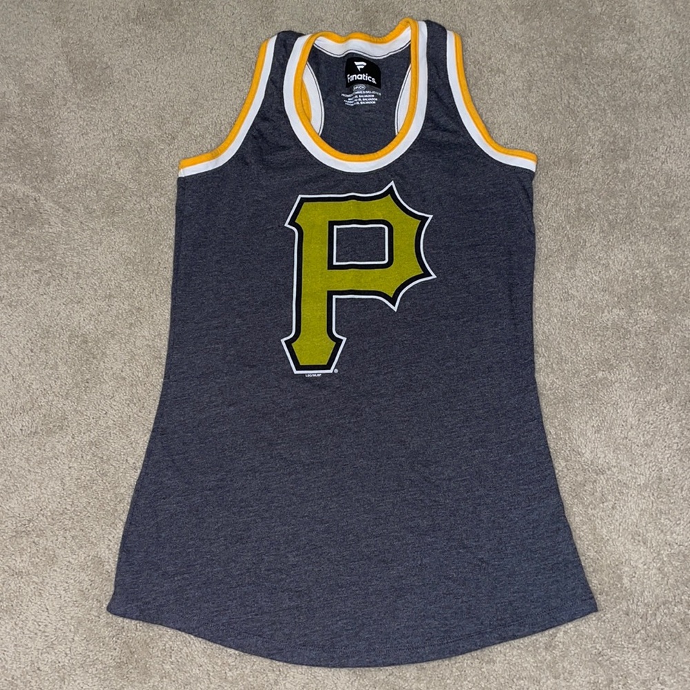 Women’s Size Small Pittsburgh Pirates Tank Top. Charcoal Grey And Yellow.